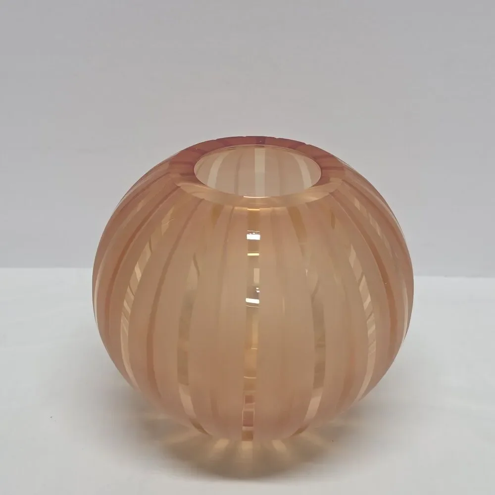 Vintage Waterford Evolution Blush Amber Striped Round Vase 5.25